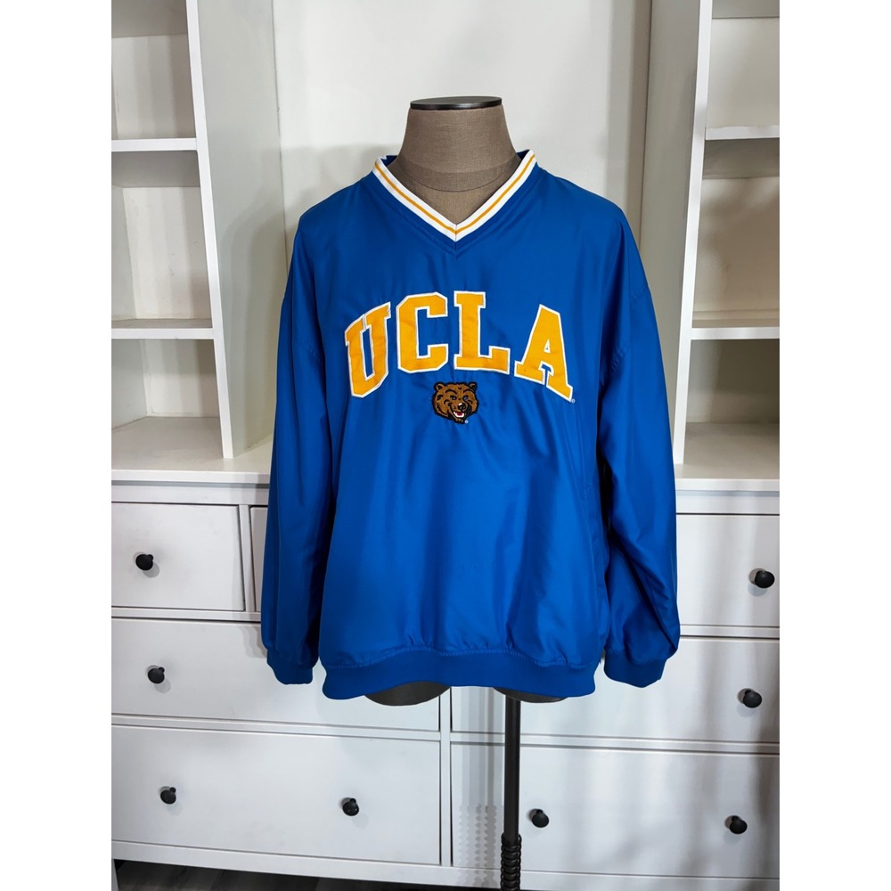 Vintage Pro Player UCLA Bruins V-Neck Windbreaker Pullover Blue Mens XL
